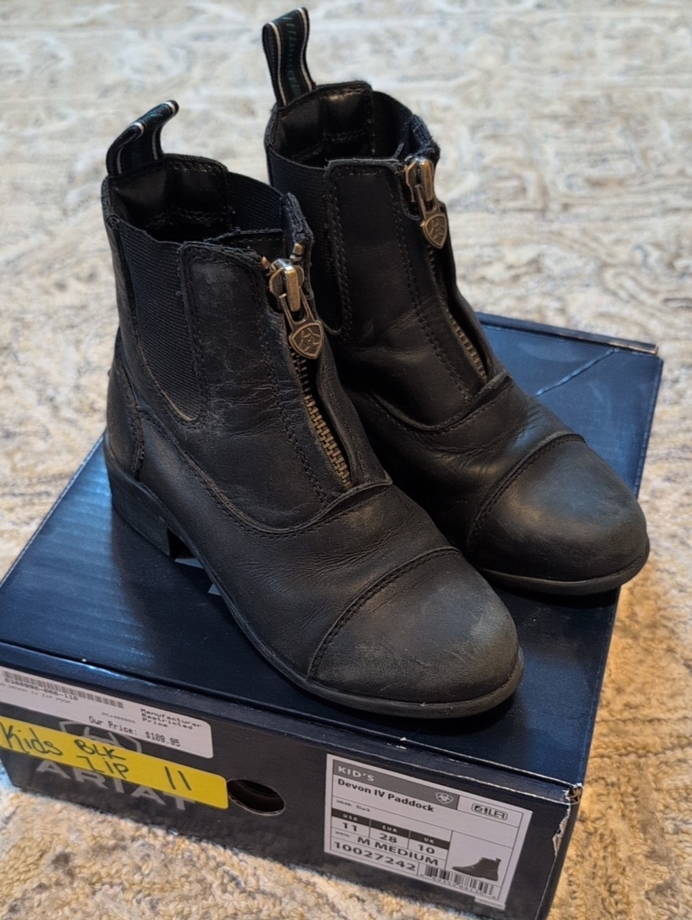Ariat Black Devon IV Paddock Boots Size 11 Front-Zip Ankle Booties